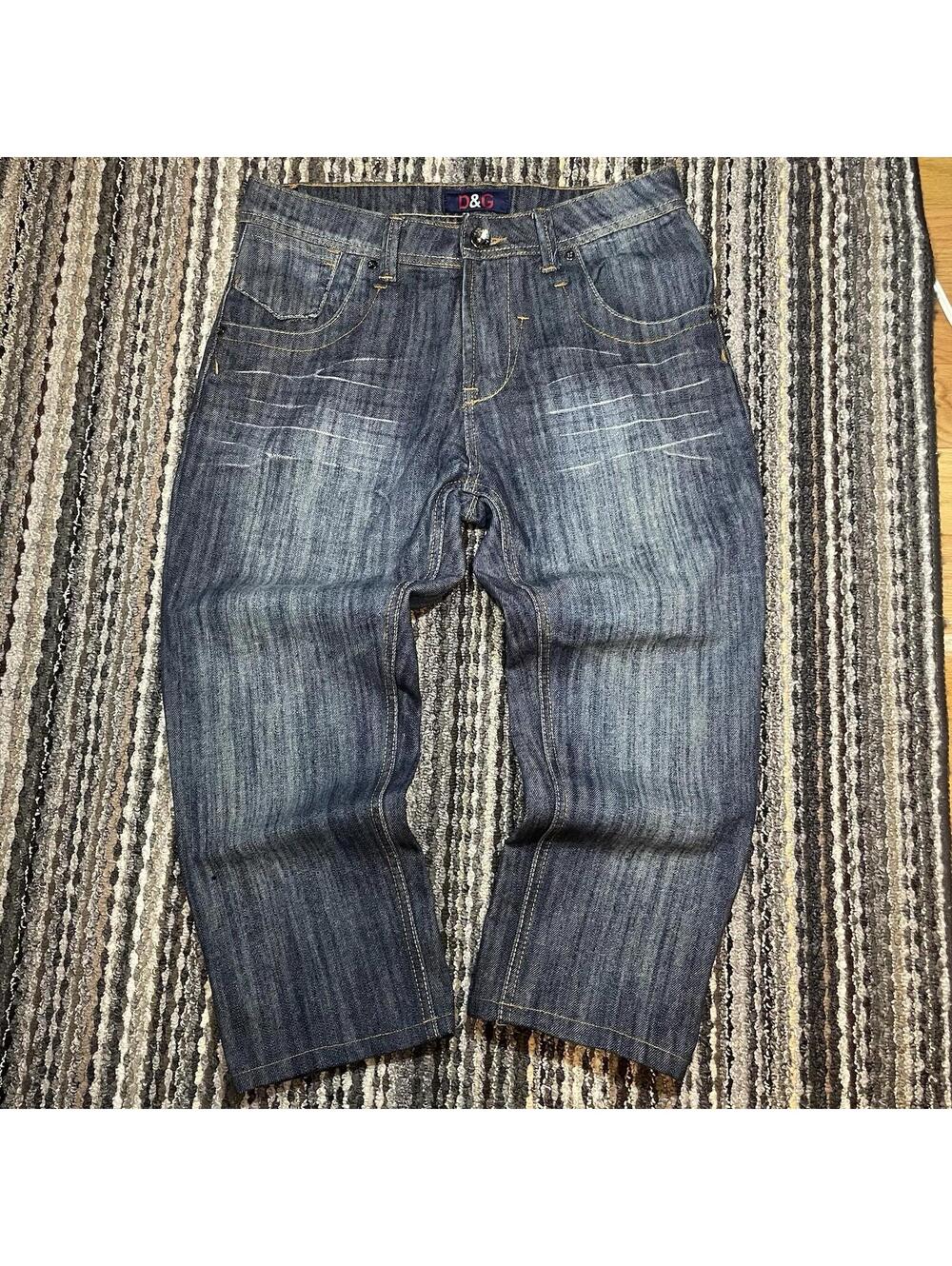 D&G Dolce & Gabbana Italia Flag Logo Embroidered HighRise Slim Straight Jeans 32